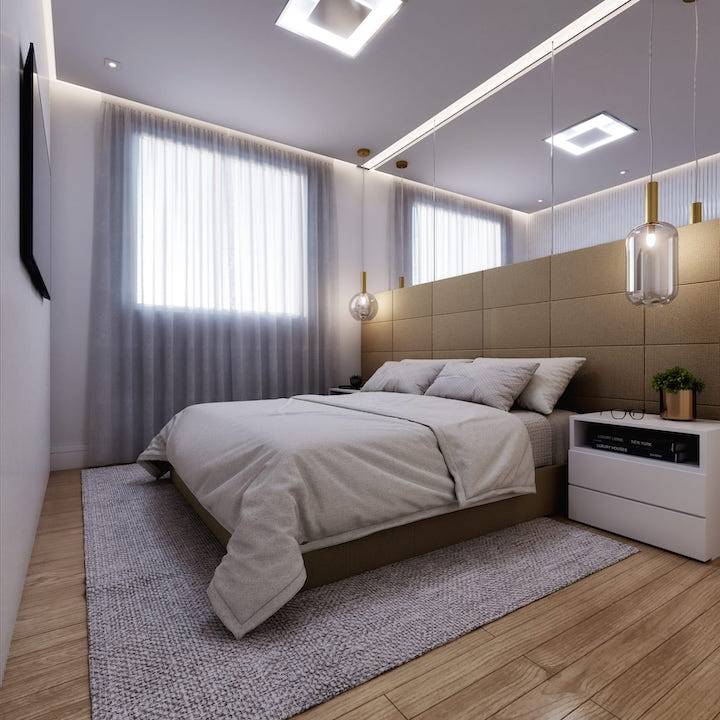 perspectiva ilustrada do quarto do casal do lançamento Alto do Galleria