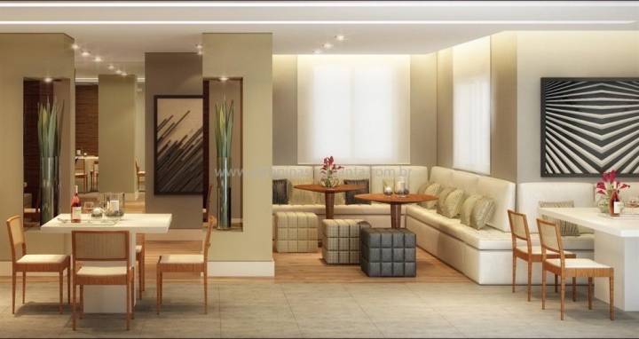 Perspectiva ilustrada do salão de festas