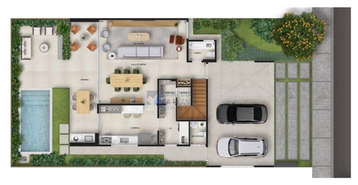 planta pavimento térreo casa tipo a 195 m2 arborais altavista breve lançamento