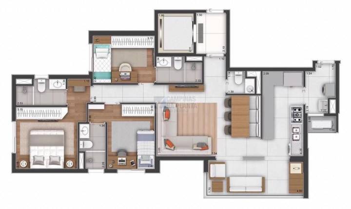 Ampliare Taquaral Planta Opcao 3 Suites Cozinha Fechada Opcao 2