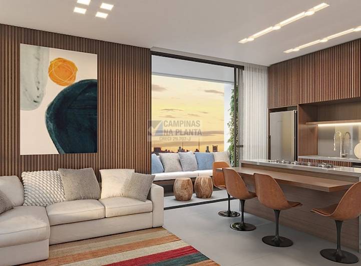 perspectiva ilustrada do apartamento de 1 quarto do Hub Cambuí