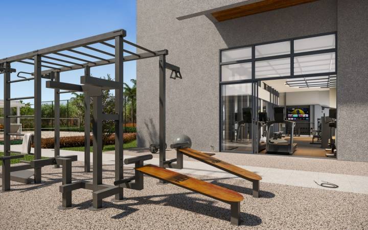 Academia do Avenida 105 equipada para treinos completos.