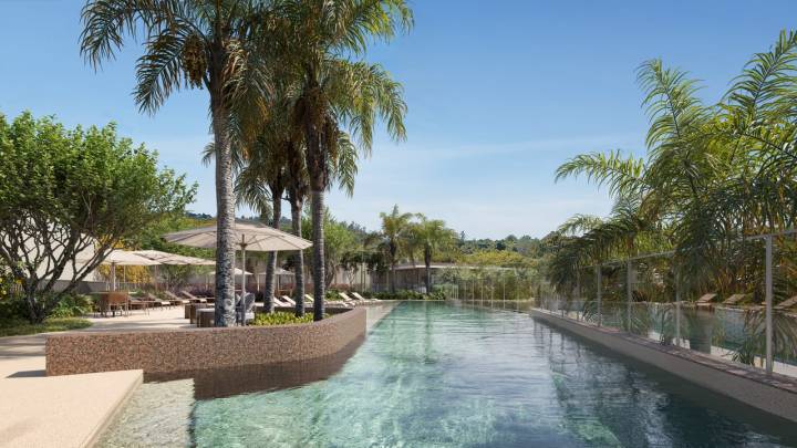 Piscina com raia de 25 metros no condomínio Casa da Mata Gramado, um breve lançamento em Gramado, com casas na planta em Campinas.