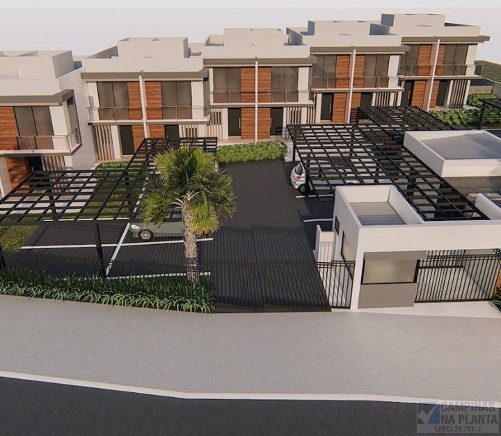 perspectiva aérea do condomínio green view casas na planta a 3 min da hipica campinas