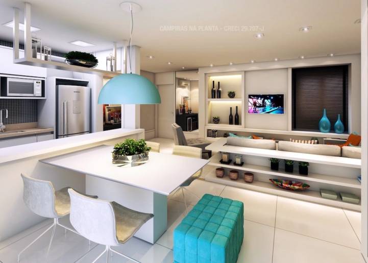 veredas patriani perspectiva ilustrada do living do apartamento decorado