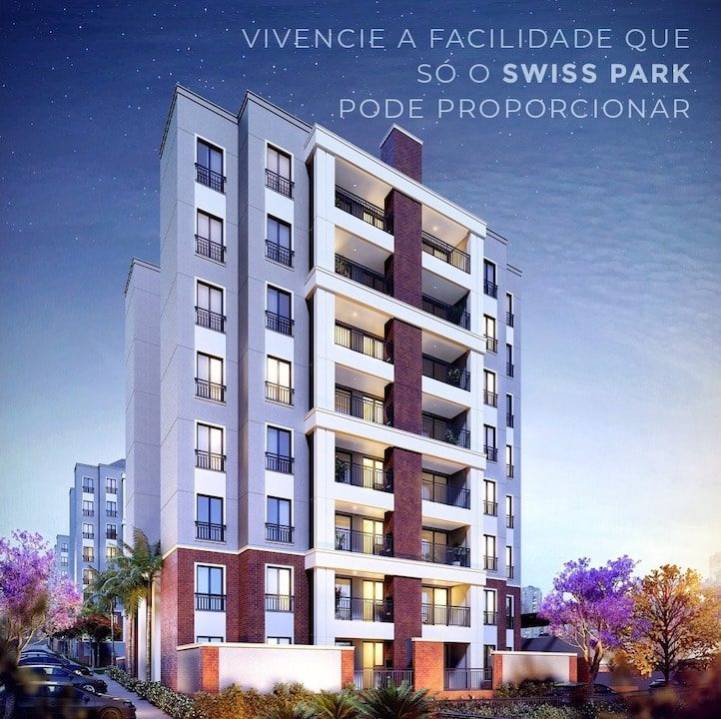 perspectiva ilustrada da fachada do Ecovila Genebra, apartamentos na planta no Swiss Park em Campinas