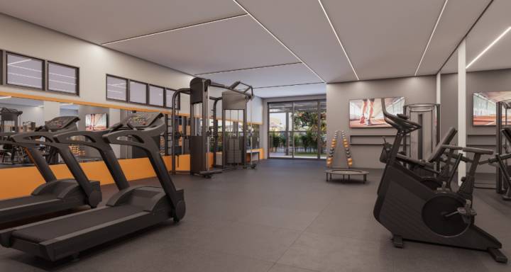 Academia do Brisas Bella Città equipada para treino completo.