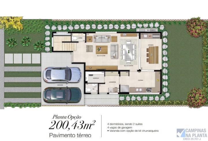 Planta Opção Térreo do Pateo Atmosphera