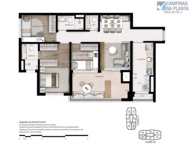 Planta Tipo 87m2 Grand Guanabara Duo