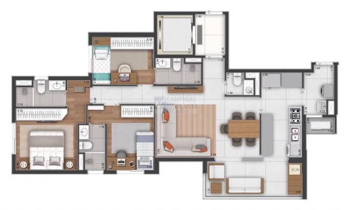 Ampliare Taquaral Planta Opcao 3 Suites Cozinha Fechada Opcao 1