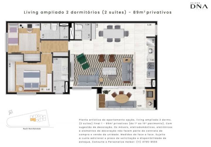 Dna Taquaral Planta 89 M2 2 Suites Living Ampliado