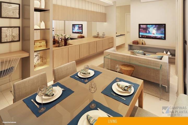 Living do apartamento tipo do DON Cambuí Apartamentos à venda