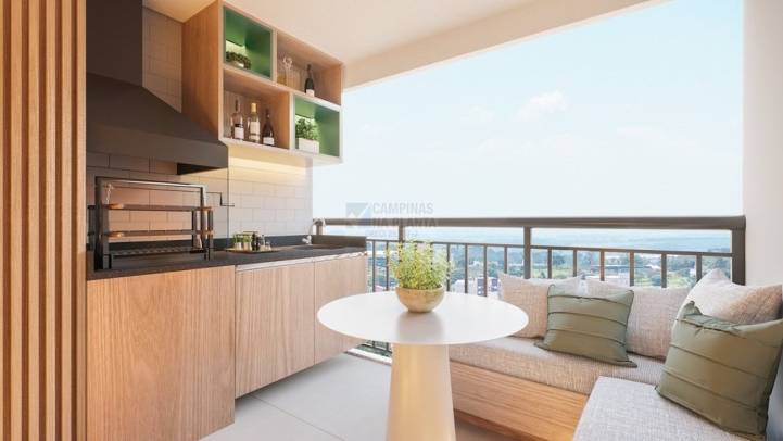 Perspectiva ilustrada da Varanda dos apartamentos na planta em Campinas