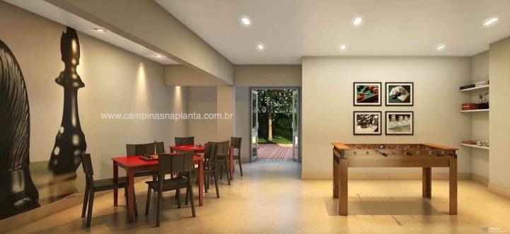 Perspectiva ilustrada do salão de jogos