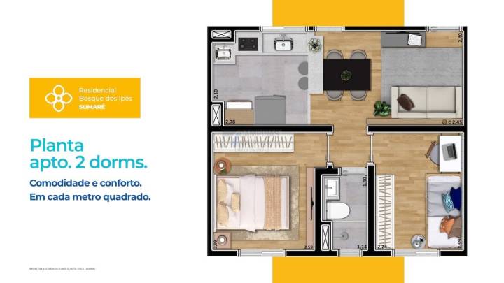 Residencial Bosque Dos Ipes Sumare Planta 2 Quartos